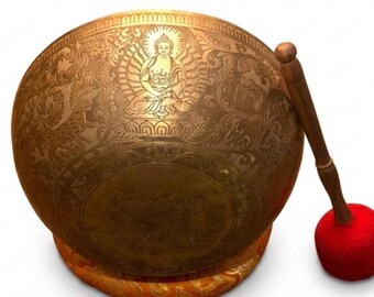 11" HandCarved Singing Bowl for Healing Sound Therapy Spiritual Wellness Yoga Gift Item