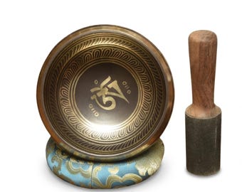 Om Engraved Singing Bowl, Tibetan Sound Healing Bowl, Meditation Tool, Spiritual Home Decor
