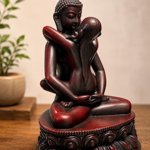 Handmade Yab Yum Buddha Statue | Tibetan Tantric Buddhist Sculpture | Sacred Union Meditation Statue | Himalayan Spiritual Altar Decor