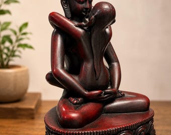 Handgemaakt Yab Yum Boeddhabeeld | Tibetaans tantrisch boeddhistisch beeldhouwwerk | Heilig Eenheidsmeditatiebeeld | Himalaya spiritueel altaardecoratie