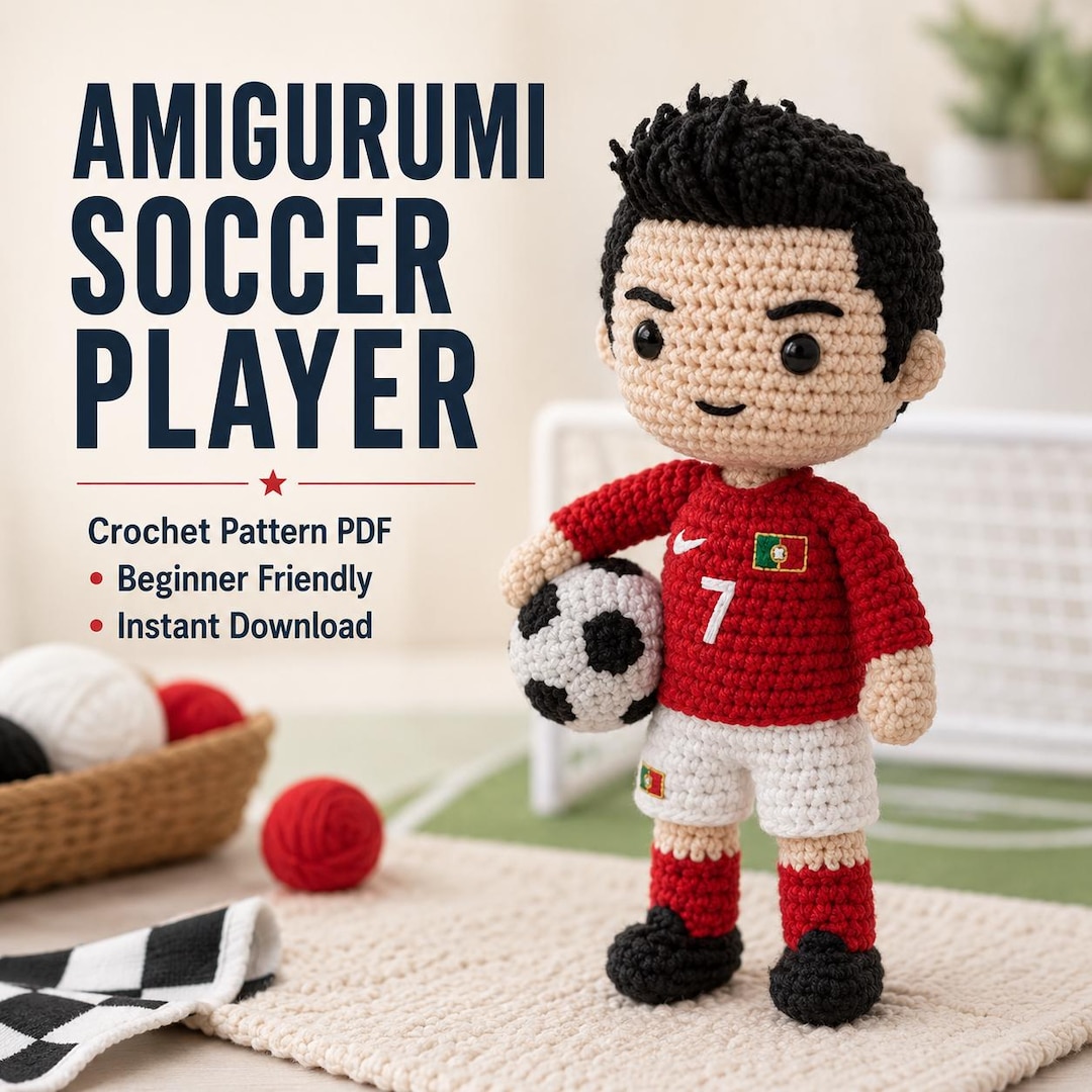 Amigurumi Soccer Player Crochet Pattern , CR7 Inspired Plush Toy PDF - Etsy
