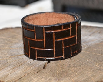 Geometric brick cuff - Hand tooled. Choose your options