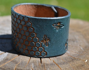 Beehive cuff - Hand tooled, Customizable