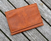 Leather double passport case travel wallet phone wallet - Hand stitched