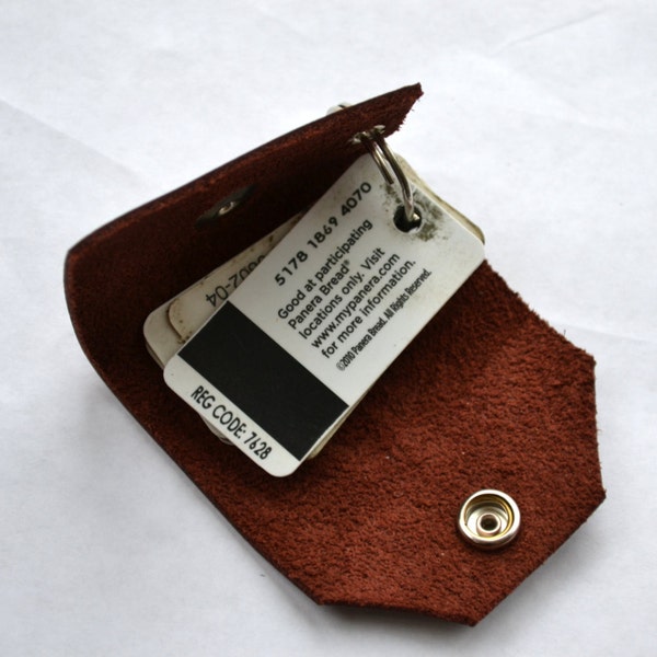 Leather case keychain for loyalty shopping cards