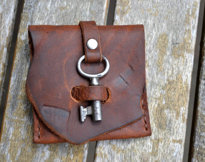 Leather Belt Coin Purse / Wallet With Vintage Skeleton Key Etsy