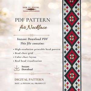 Longing Motif Bead Loom Necklace Pattern, Choker, Adjustable Length, Miyuki Delica , Instant Download