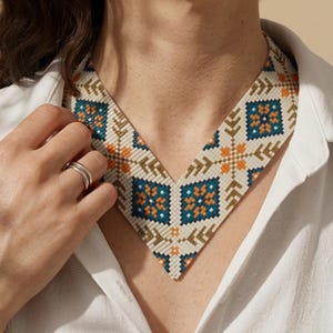 V Loom Necklace Choker Pattern PDF ,Repetitive Adjustable Bead Loom ,Miyuki Delica, Geometric Folk