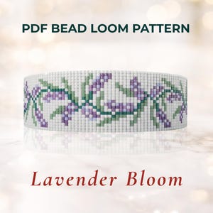 Lavender Bloom, Floral Bead Loom Bracelet Pattern PDF, Miyuki Delica 11/0