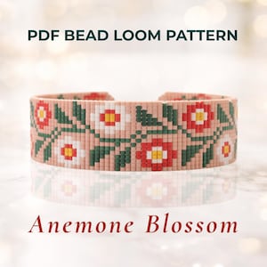 Anemone Blossom Miyuki Delica 11/0 Loom Pattern PDF , Floral Bead Weaving , Spring Flower Bracelet