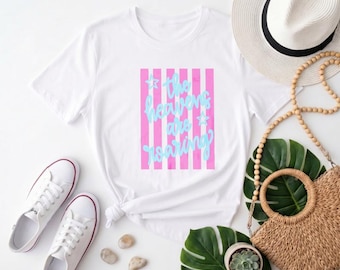 The Heavens Are Roaring Christian Tee, Pink Stripes & Stars Graphic Shirt, Bright Faith-Based Top