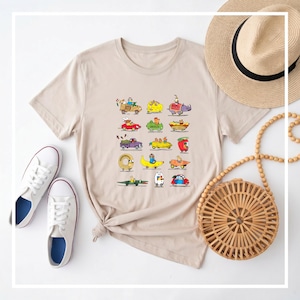 Richard Scarry Busytown Classic Kids 'T-Shirt, nostalgisches Grafik-Shirt mit wunderlichen Tierfahrzeugen aus der Beloved Kid's Book Series