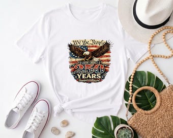We The People 250 Years Patriotic Tee, Vintage American Flag Eagle Semiquincentennial Shirt for USA 1776-2026 Anniversary & 4th of July