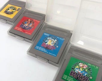 Pokémon Game Boy Lot (4 spel - spel) Röd- Rojo Grön-Verde Blå-Azul Gul-Amarillo Pikachu Autentisk Japansk Version | Testad och Fungerande