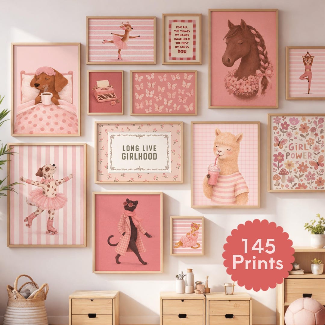 145 Nursery Wall Art Bundle | Girl Room Prints | Playroom Decor ...