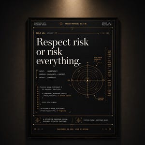 Impresión de la filosofía de vida algorítmica – Regla 05: Respetar el riesgo (Póster digital)