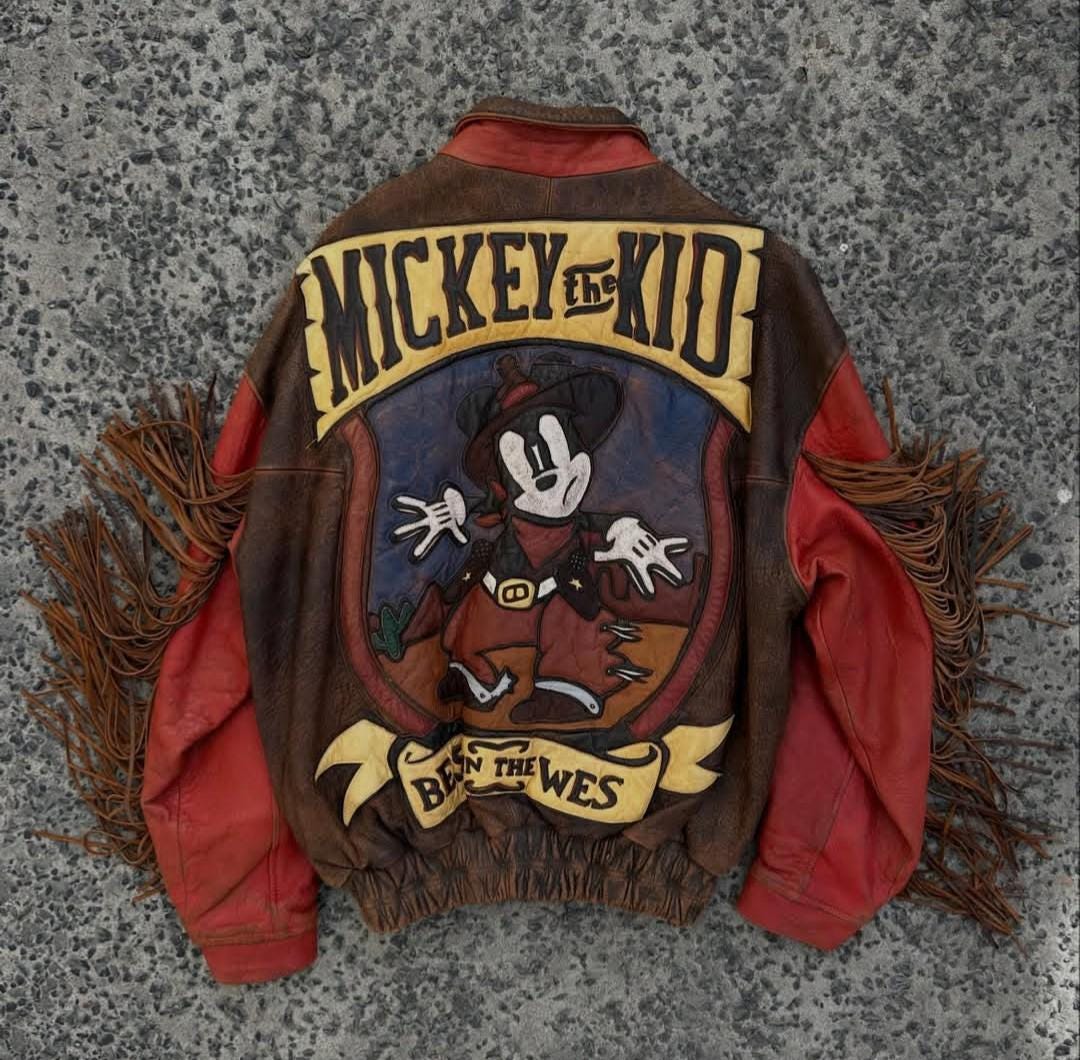 本日15時まで限定値下げ　ミッキーマウス　レザージャケット　革ジャン　牛革 Mickey mouse leather jacket - Etsy 日本