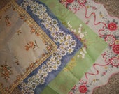 Ladies Vintage Hankies Collection of 4 Nice Ladies Handkerchiefs Mid Century Handkies Very Nice