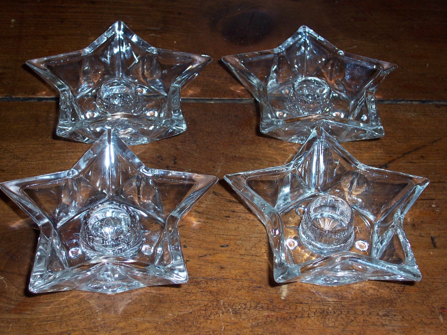 Set of 4....Vintage Glass Candle Holders...Glass Stars...Very | Etsy