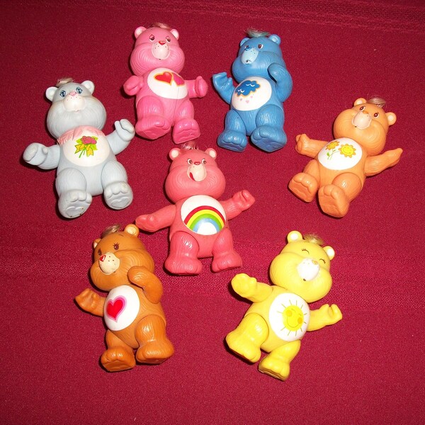 Vintage 1980's Poseable Carebears...Mini Carebears by Kenner..