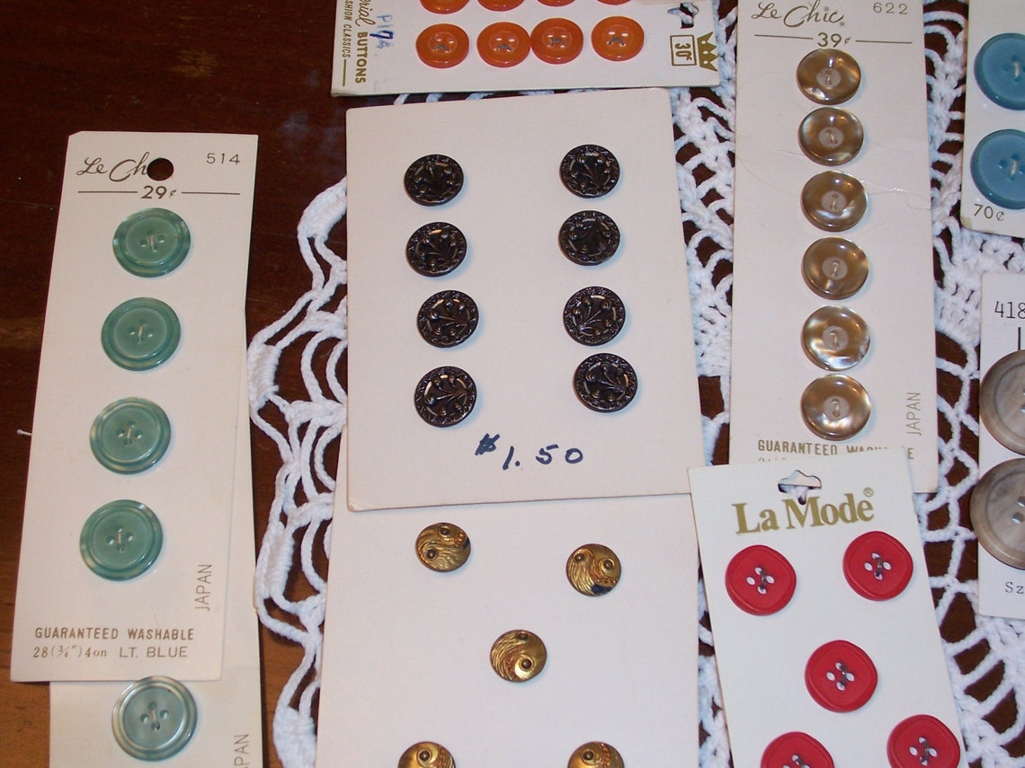Variety of New Vintage Buttons still in Package...15 Original Etsy