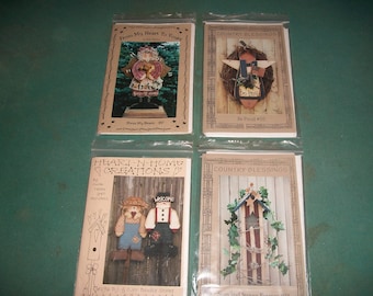 Set of 4...Woodworking Patterns...1990's Primitive Patterns...Americana Patterns..Welcome..Country Blessings..Complete Patterns...