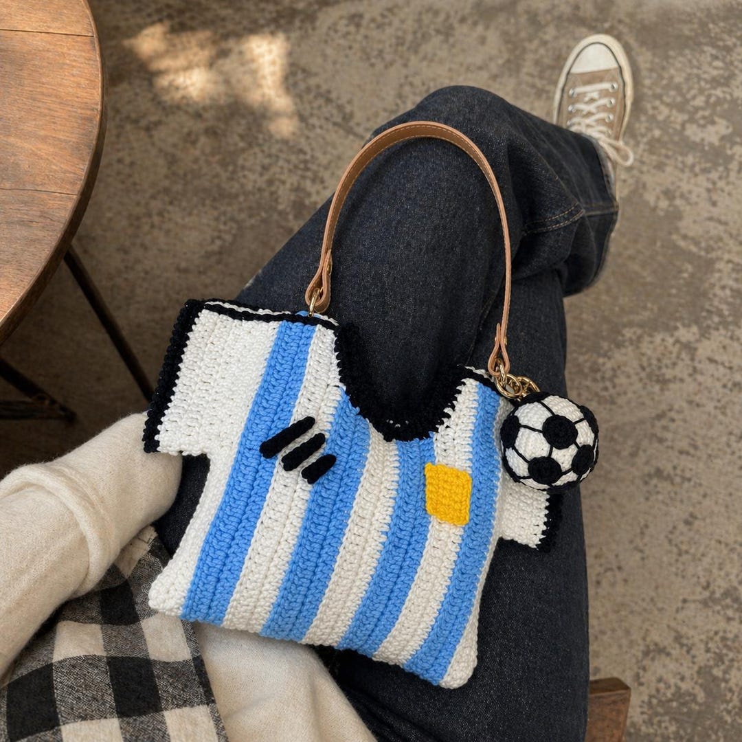 Handmade Messi Argentina Crochet Bag Crochet Soccer Charm 2026 World handmade-messi-argentina-crochet-bag-crochet-soccer-charm-2026-world
