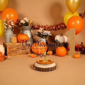 Fall set up Pumpkins 1st birthday pumpkin pie digital background Download Only Download Only