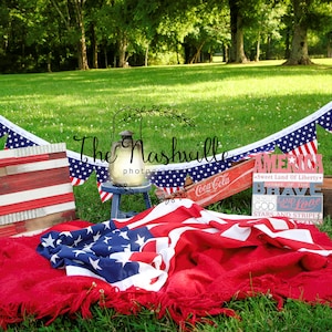 4th of July Red White and Blue America digital background  Download Only
