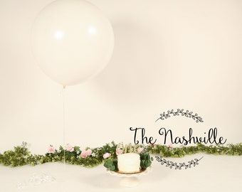 Digital background boho chic greens birthday ONE background Download Only