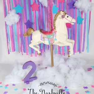 Digital background Horse Carousel Unicorn - 2nd birthday toddler magical sessions Download Only Download Only