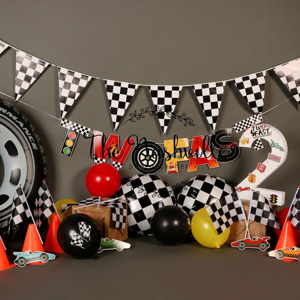 Two Fast nascar birthday setup background DIGITAL Download Only