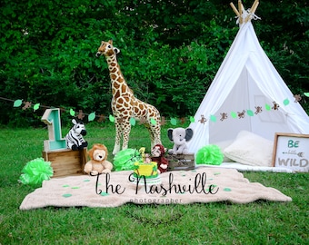 DIGITAL Toddler First Birthday Jungle Safari themed Smash cake monkey  Download Only