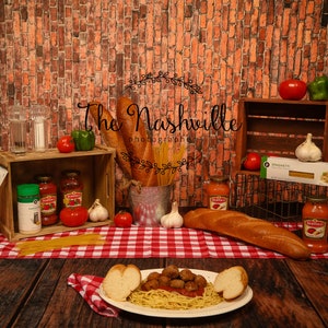 Fundo DIGITAL de primeiro aniversário de espaguete italiano e almôndega Download somente Download somente