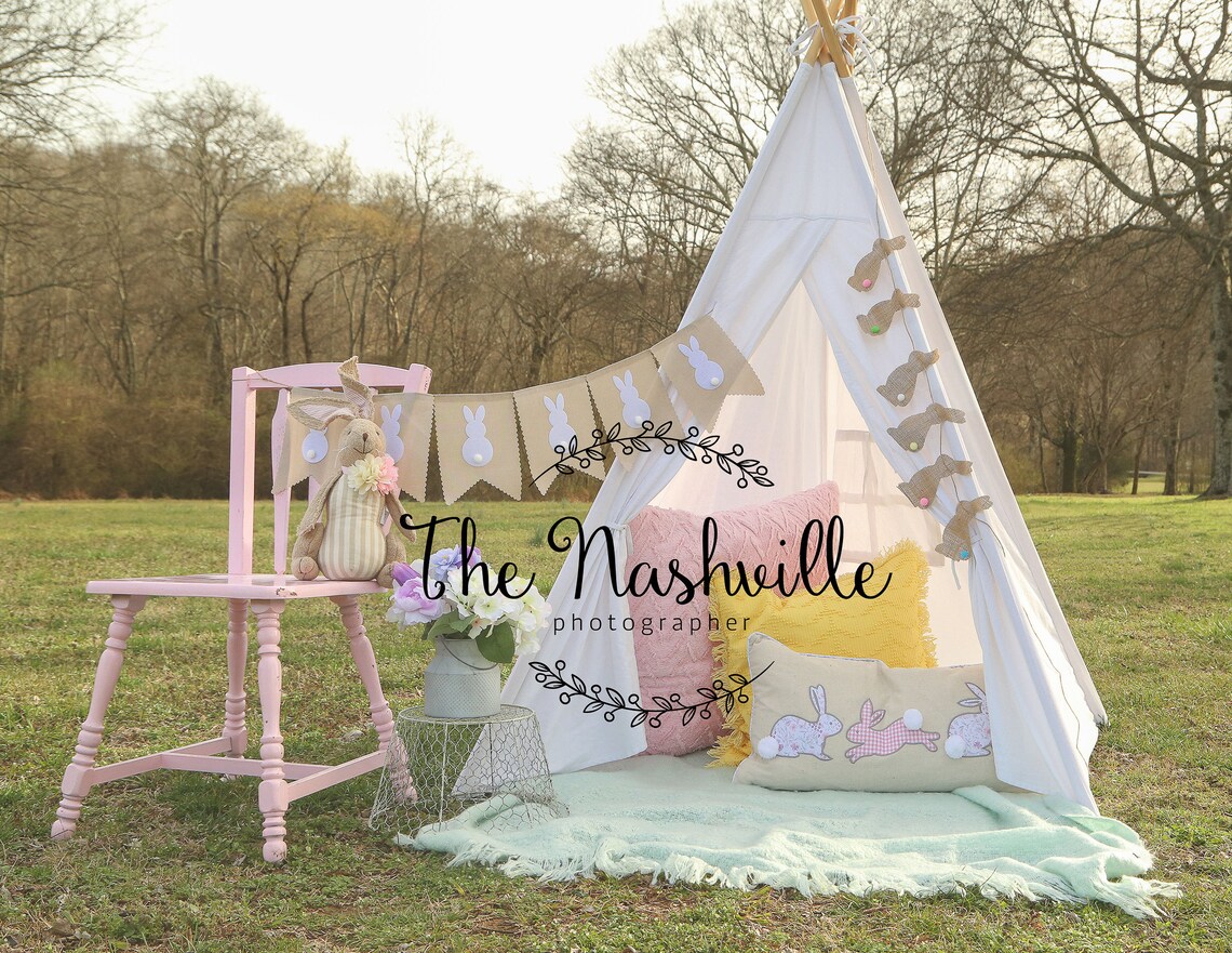 Easter Spring Tee Pee Digital Backdrop Download Only - Etsy