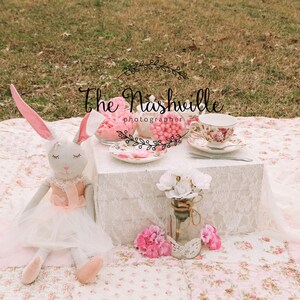 Easter bunny tea party digital backdrop Download Only Download Only