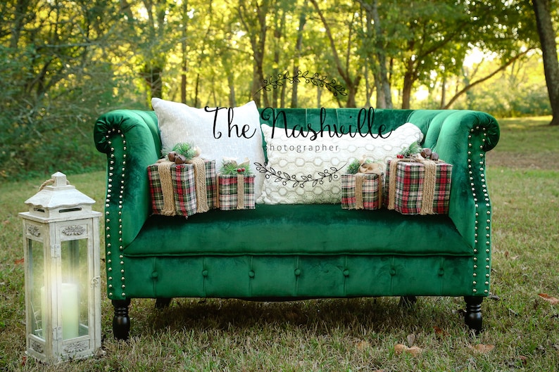 Holiday Set up Green Couch Christmas Digital Background Etsy