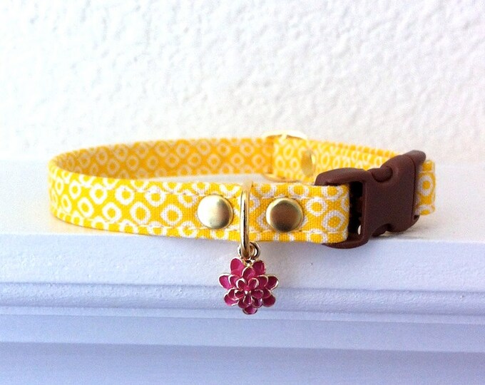 Modern Japanse Kimono Cat Collar With a Flower Charm Etsy