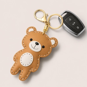 Leather Bear Keychain Pattern, Teddy Bear Key Fob Template (PDF Download)
