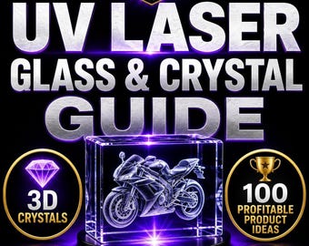 Guía de grabado láser UV sobre vidrio, flujos de trabajo y ajustes para cristales, referencia digital para principiantes.