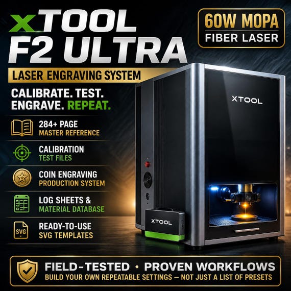 xTool F2 Ultra Laser Engraving Guide | 60W MOPA Calibration, Test Files and Coin System (Digital Download)