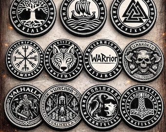 Paquete de archivos SVG de monedas vikingas / Archivos de grabado láser nórdico y rúnicos (descarga instantánea)