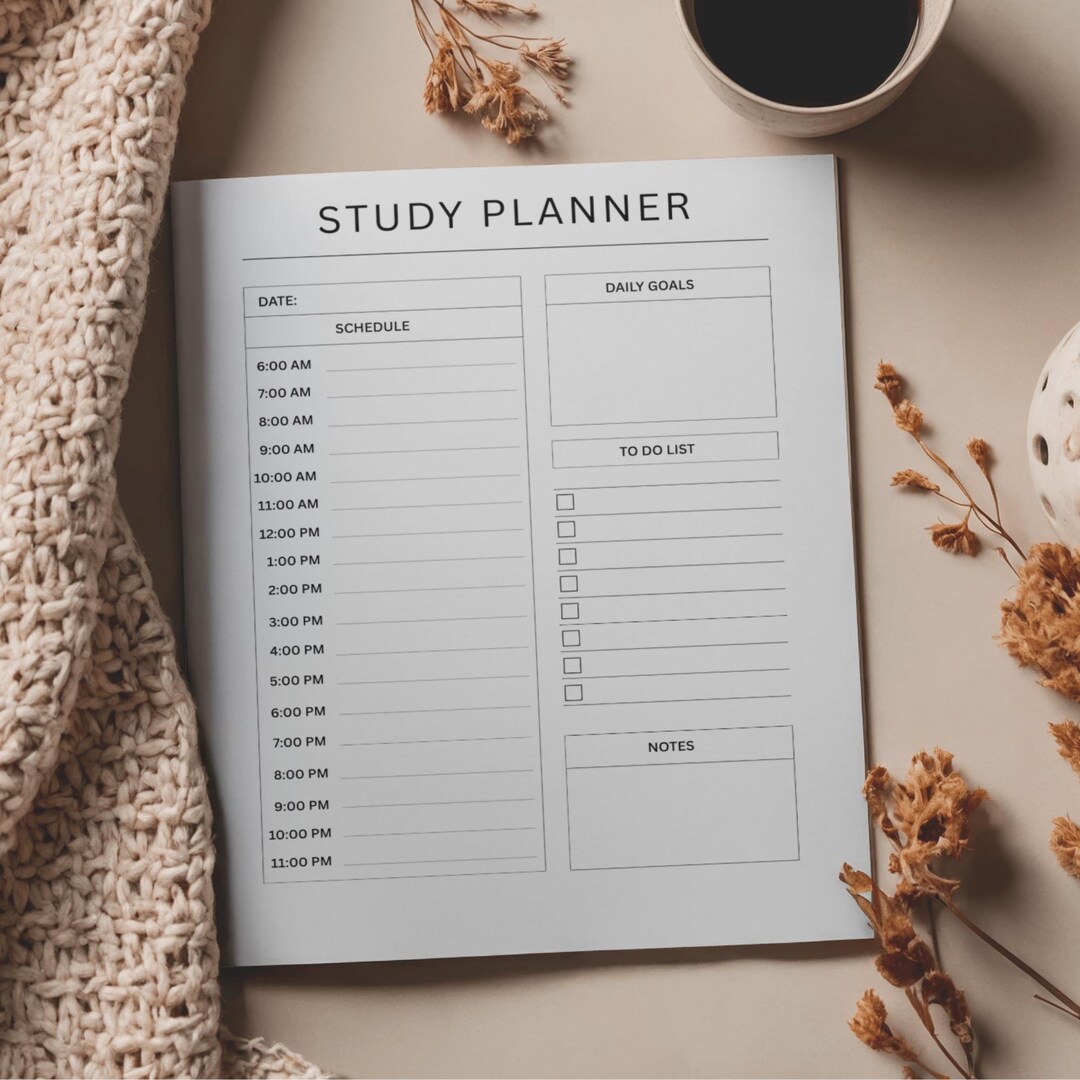 Study Planner Printable PDF | Daily Student Planner | Minimal Academic ...