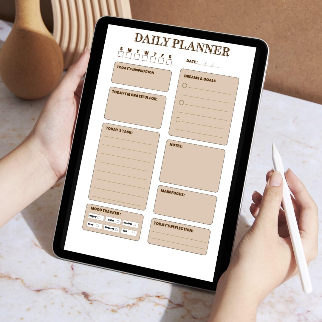 Minimalist Daily Planner Printable | Hourly Schedule, To-do List - Etsy