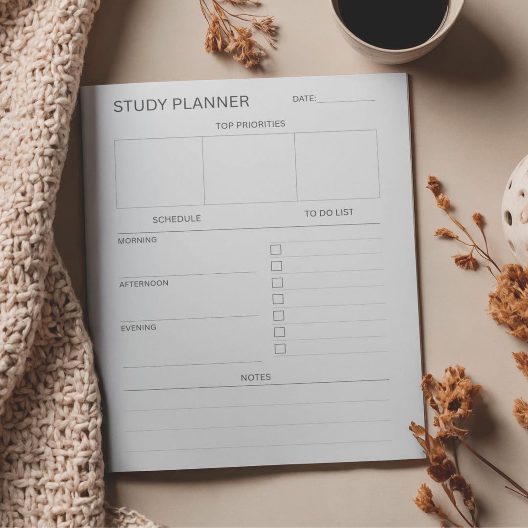 Minimal Study Planner Printable| Daily Student Planner PDF| Study ...