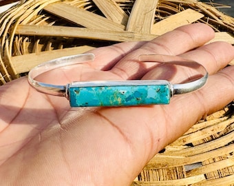 Natural Turquoise Bangle, 925 Sterling Silver Bangle, Handmade Cuff Jewelry***