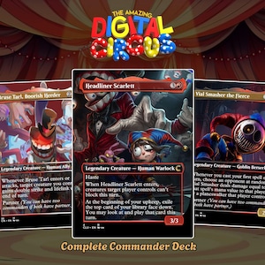 Digital Circus Inspired Proxy Commander Deck 100+ Cards | Surreal Fantasy Custom Deck | Ready to Play EDH | Collector Gift
