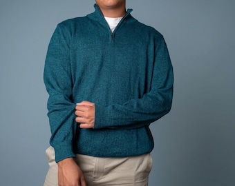 Alpaka Troyer für Herren – Strickpullover mit Reißverschluss