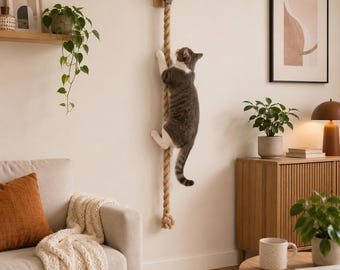 Wall Mounted Cat Climbing Rope: Natural Sisal Scratcher, Interactive Exercise Toy