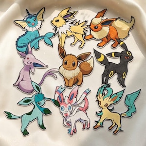 Leuke set met fantasiewezen-patches, kawaii geborduurde strijkpatches, patches in anime-stijl voor jas en rugzak.